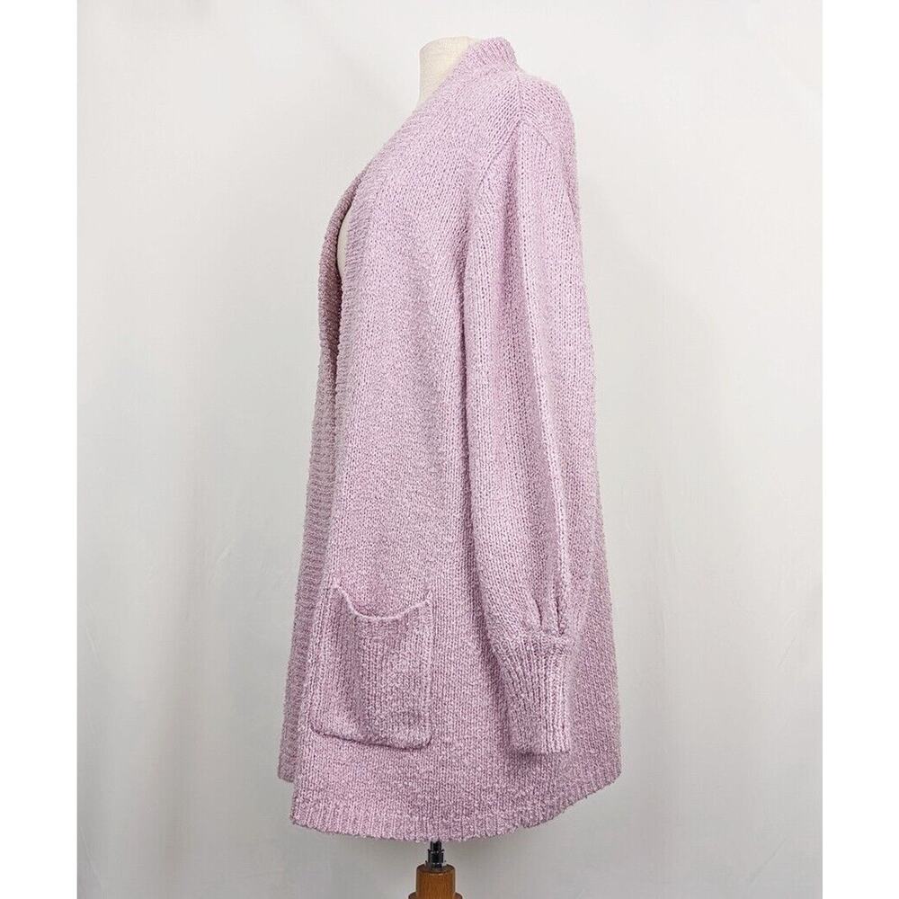 Vintage 80s Cardigan Oversize Lavender Purple Nubby Open Front Women's Size L - Picture 4 of 7